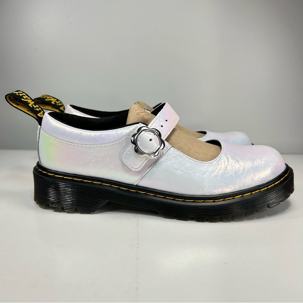 Dr. Martens Mary Jane Bex Y Womens Sz 6 Pearl Iridescent White Black Shoe Buckle